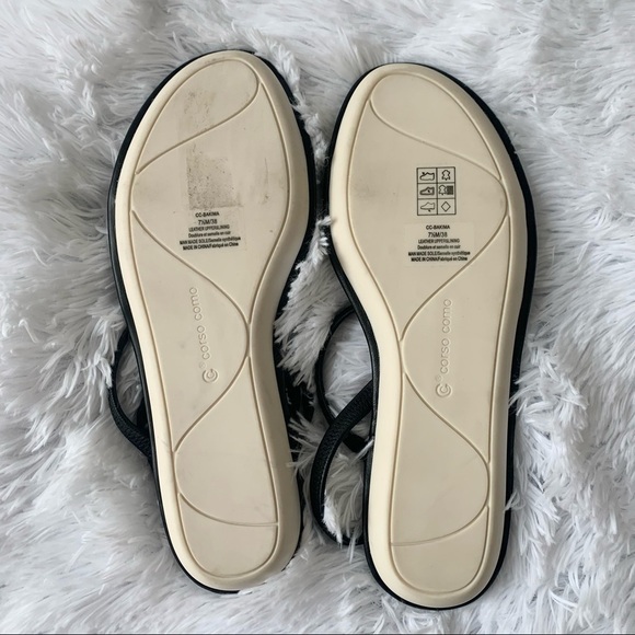 𝅺CORSO COMO NEW Bakima Leather Elastic Black Boho Casual Sandal - Picture 6 of 8